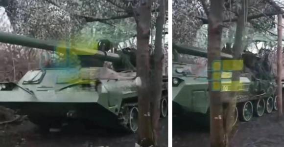 2025년 2월 러시아 국경 인근에 배치된 것으로 알려진 북한의 170㎜ M1989 ‘곡산’ 자주포. 영상 캡처