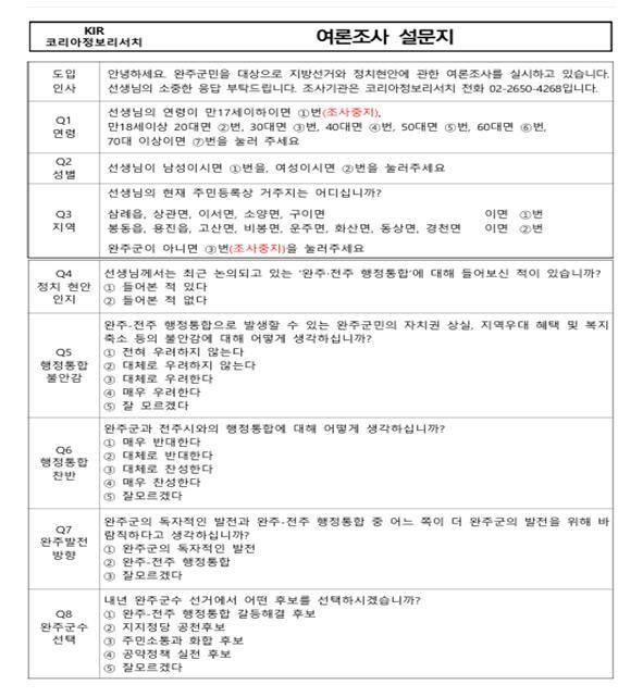 여론조사 설문지
