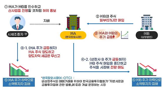 허위 공시 홍보로 주가를 띄운 후, 보유 주식을 전량 매도하는 방식으로 수십억원의 시세차익을 본 주가조작범에 대해 국세청이 세무조사에 나선다고 밝혔다. /인포그래픽=국세청 제공