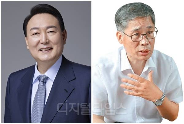 윤석열 전 대통령(왼쪽)과 신평 변호사. [디지털타임스 DB, 국민의힘 제공]