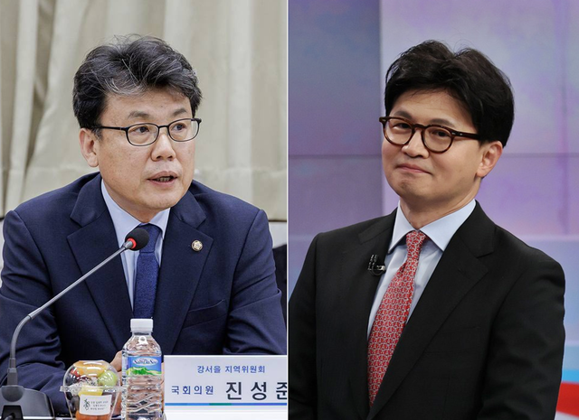 왼쪽부터 진성준 더불어민주당 정책위의장, 한동훈 국민의힘 전 대표.<진성준 국회의원 페이스북 사진·‘한동훈 official’ 페이스북 사진 갈무리