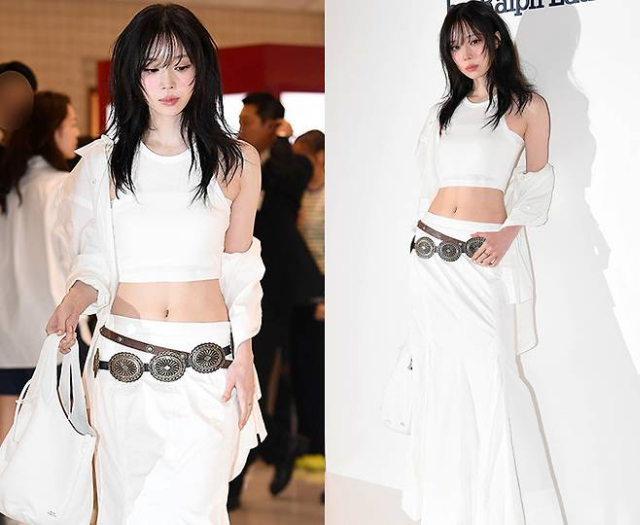 에스파 윈터가 절제된 무드 속에서도 강렬한 스타일 존재감을 드러냈다. 사진=천정환 기자