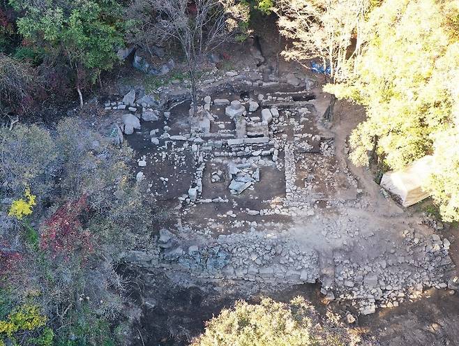 통일신라시대 대형 사찰의 흔적인 ‘성주 법전리사지’ 출토현장. /성주군 제공