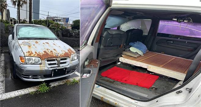 50대 남성이 10년간 생활했던 차량. 제주시 제공