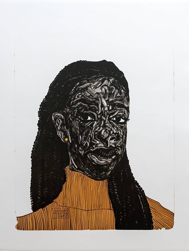 Amoako Boafo, Earring-Yellow, 2020 /Courtesy of Mariane Ibrahim