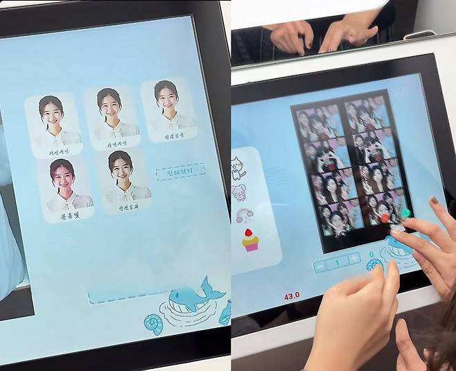 북한 낙랑애국금강관에 있는 즉석사진부스 속 화면의 모습. 사진을 보면 한국의 인생네컷 등 즉석사진 브랜드의 기기와 유사한 화면이 등장한다. 강동완 동아대 교수 제공