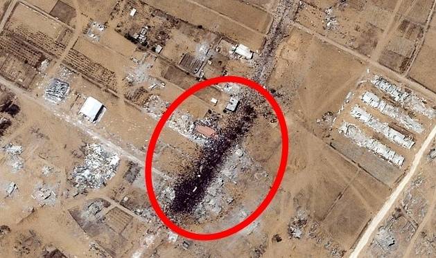 팔레스타인 가자지구 제2 도시인 칸 유니스에 있는 구호 물품 지원 시설의 1㎞ 반경 내에 모여있는 주민들. 플래닛랩스 제공