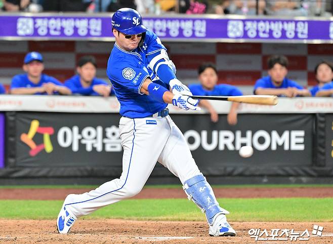 삼성 라이온즈 박병호가 지난 29일 대전 한화 이글스전에서 타격하고 있다. 대전, 김한준 기자