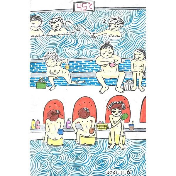 김정우 씨가 그린 동네 목욕탕 풍경들. 세심한 관찰력이 돋보인다. /김정우