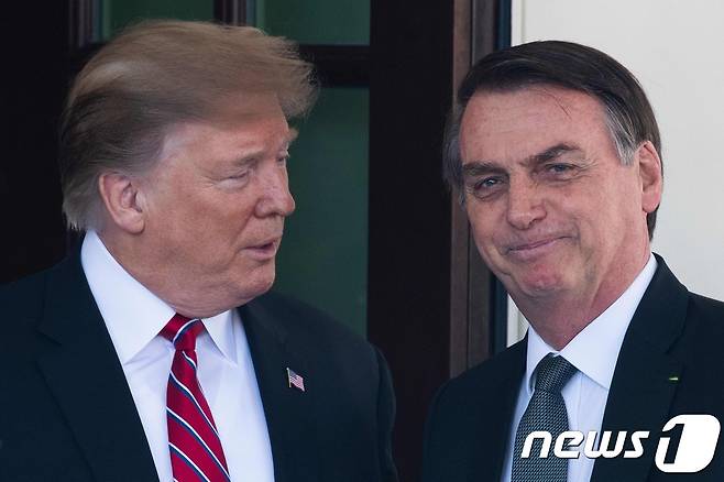 도널드 트럼프 미국 대통령과 자이르 보우소나루 전 브라질 대통령. <자료사진> ⓒ AFP=뉴스1 ⓒ News1 우동명 기자
