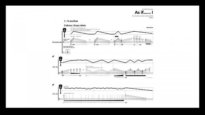 지난 7월 3일 예술의전당 공연 <최수열의 밤 9시 즈음에>에서 연주된 이하느리의 작품 'As if.......I'의 악보 일부. / 자료출처.예술의전당.
