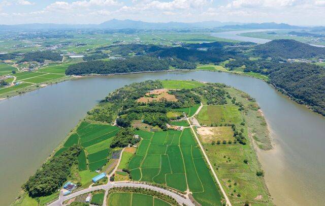 영산강이 크게 휘감아 돌아가는 몽탄면 느러지마을.