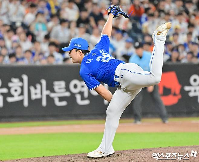 삼성 라이온즈 이승민이 지난 29일 대전 한화 이글스전에 구원 등판해 역투하고 있다. 대전, 김한준 기자