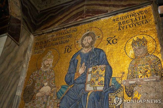 이스탄불 아야소피아 내부의 예수 모자이크 [사진/성연재 기자]