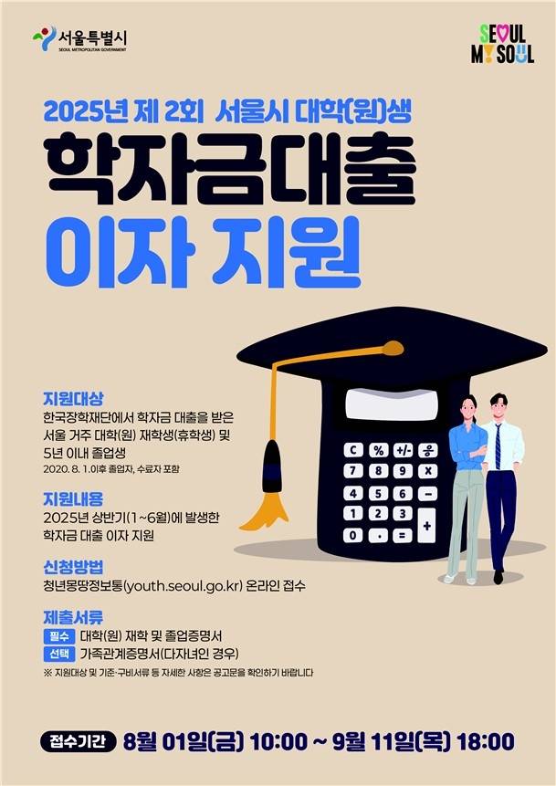 2025년 제2회 학자금대출 이자 지원사업 홍보물 [서울시 제공. 재판매 및 DB 금지]