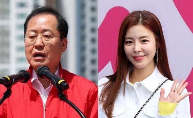 홍준표 전 대구시장(왼쪽)과 배우 김규리. 뉴시스