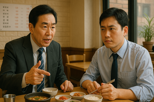 진학사 캐치가 Z세대(1990년대 중반~2000년대 초 출생) 구직자 1733명을 대상으로 ‘상사와의 식사 자리에서 가장 피하고 싶은 상황’을 설문한 결과 연애·가족 등 개인적인 질문에 불편함을 느끼는 것으로 나타났다. 불편한 질문 유형 1위는 “대통령 누구 뽑으려고?” 등 ‘정치’ 질문이었다. 사진은 기사의 특정 내용과 관련 없음. OpenAI DALL-E(ChatGPT 생성)