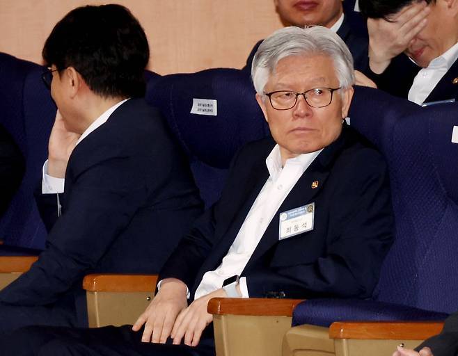 최동석 인사혁신처장이 31일 정부서울청사에서 열린 이재명 대통령 고위공직자 특강에 참석하고 있다. 연합뉴스