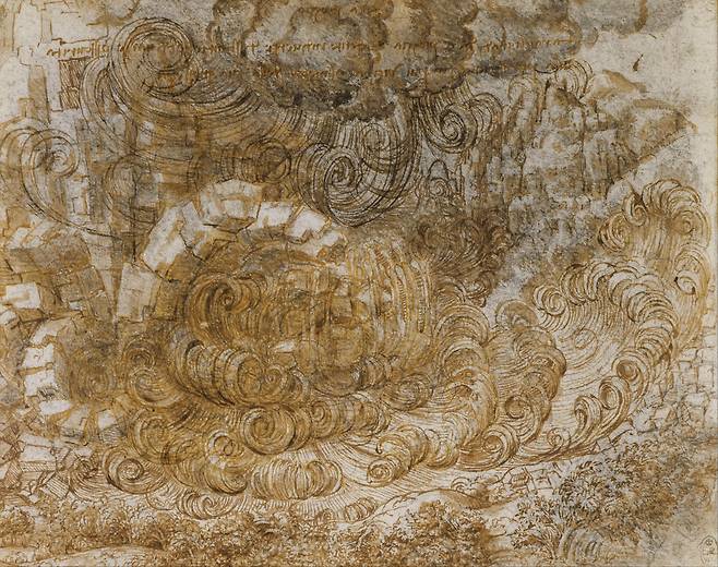 레오나르도 다 빈치, 홍수, 1517~1518, 종이에 잉크 등, 16.2x20.3cm, Royal Collection 레오나르도 다 빈치가 생애 말년에 남긴 그림.