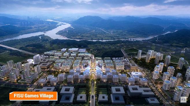 2027 충청 유니버시아드 대회의 선수촌으로 사용될 합강동 아파트 단지 조감도. 사진=행복청 제공.