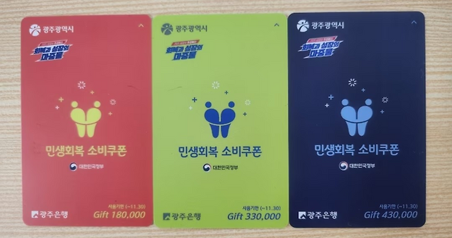 광주시가 공개한 민생회복 소비쿠폰 선불카드. [사진 = 뉴스1]