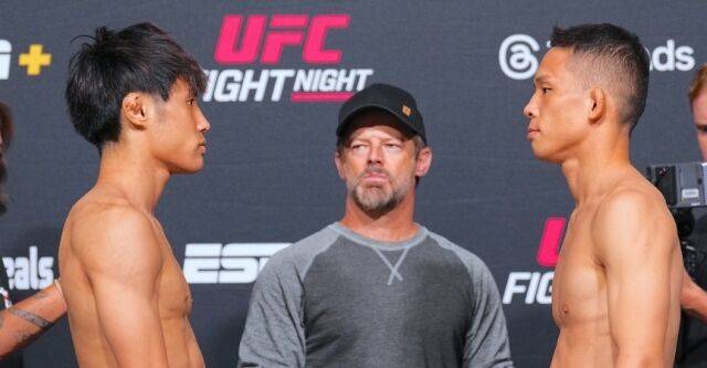 박현성(오른쪽)이 다이라(왼쪽)에게 완패했다. /UFC 제공