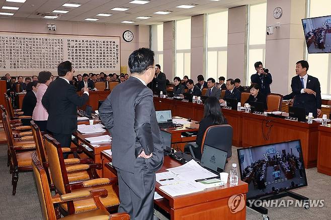 고성 오가는 법사위 전체회의 [연합뉴스 자료사진]