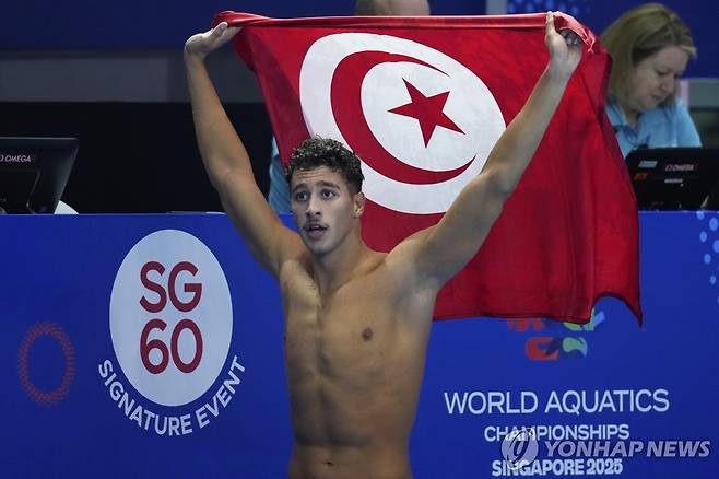 남자 자유형 1,500ｍ에서 우승한 아흐메드 자우아디. [AP=연합뉴스]