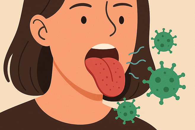 입을 벌리고 있는 캐릭터