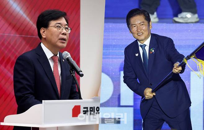 왼쪽부터 송언석 국민의힘 비상대책위원장 겸 원내대표, 정청래 더불어민주당 당대표(사진 = 이데일리 DB)