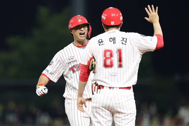 지난달 31일 광주 두산 베어스전에서 결승타를 장식한 KIA 타이거즈 변우혁. 사진제공=KIA 타이거즈
