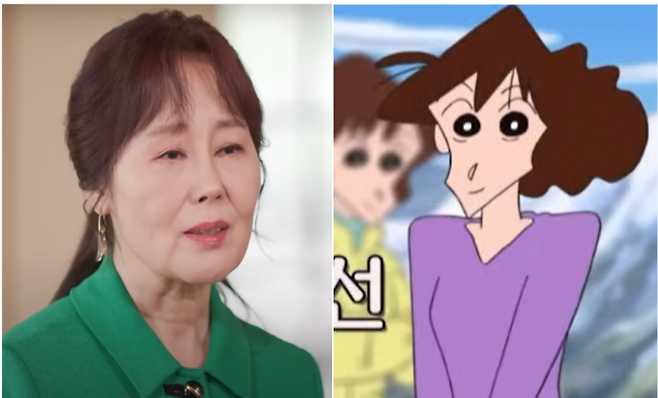 강희선 성우(왼쪽)과 애니매이션 짱구는 못말려 캐릭터 봉미선. tvN '유 퀴즈 온 더 블럭', 짱구는 못말려 캡처.