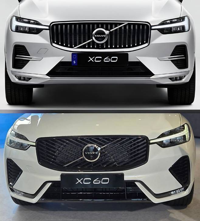 구형(위)과 신형 SUV XC60 전면 비교. ⓒ데일리안 정진주 기자, 볼보
