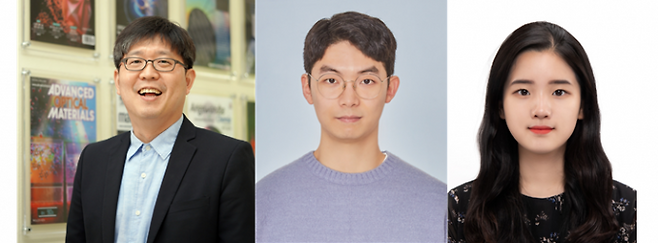 (왼쪽부터) 노준석 포스텍 기계공학과·화학공학과·전자전기공학과·융합대학원 교수, 정민수 기계공학과 통합과정생, 이지해 화학공학과 통합과정생. 포스텍 제공.