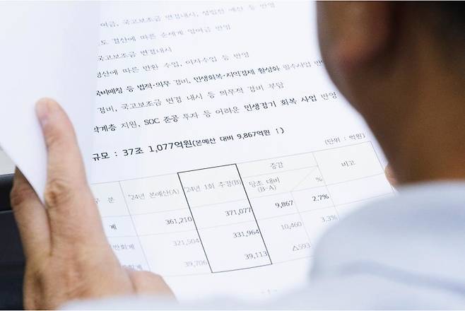 지난해 8월 22일 오전 경기도청 브리핑룸에서 이희준 기획조정실장이 발표한 2024년 추경예산안. 사진=경기도청