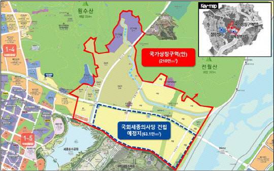행정중심복합도시 '국가상징구역' 도시건축 통합설계 국제공모 대상지. 행복청 제공