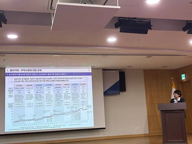 김덕례 주택산업연구원 주택연구실장이 5일 서울 여의도 국회 의원회관에서 개최된  ‘주택공급 활성화 방안’ 세미나에서 발표하고 있다.ⓒ데일리안 임정희 기자