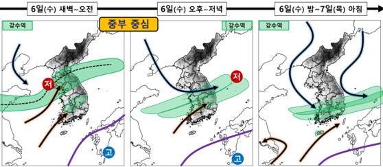 6~7일 강수 시나리오. 기상청 제공