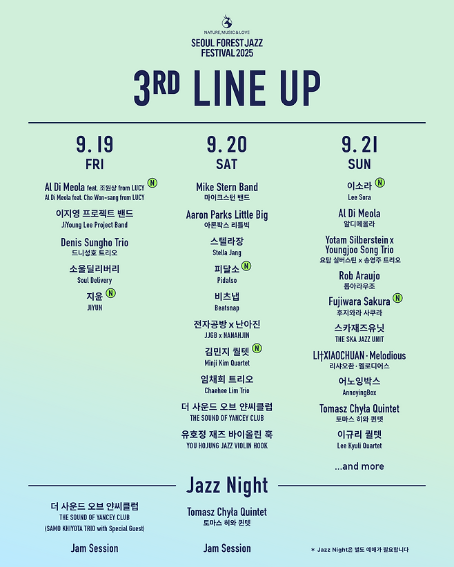 ‘서울숲재즈페스티벌 2025’  라인업