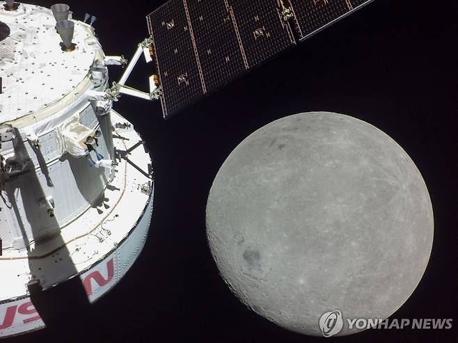 2022년 오리온 탐사선에서 촬영한 달 [UPI=연합뉴스 자료사진. 재판매 및 DB 금지]