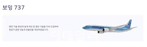 대한항공 B737 여객기.(사진=대한항공)