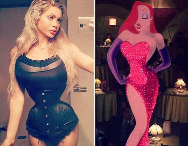 픽시는 영화 '누가 로저 래빗을 모함했나'의 주인공 제시카 래빗의 외모를 닮기 위해 갈비뼈 6개를 제거했다. [사진=인스타그램 'pixeefox']