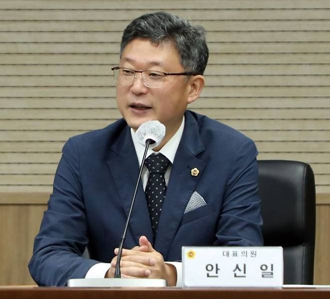 안신일 세종시의원이 '국회의사당시대 세종인재 참여 연구모임' 간담회서 발언하고 있다. /사진= 의회 사무처 홍보기획팀 제공