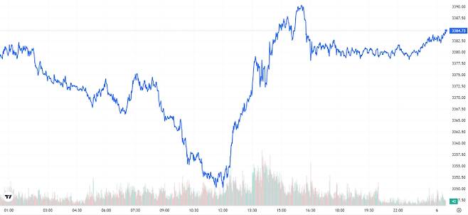 TV 국제 금시세(금값) 0.21% 상승 (3384달러)