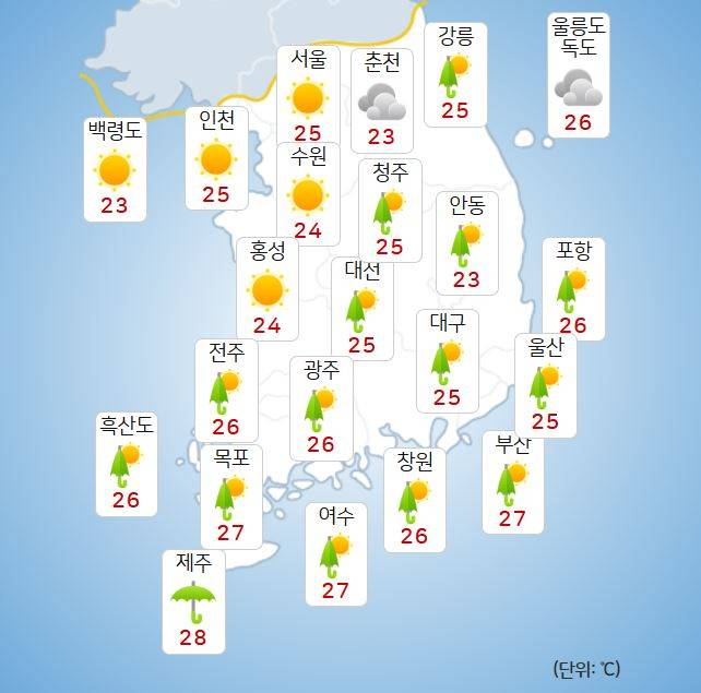 ⓒ기상청: 내일(7일) 오전 날씨