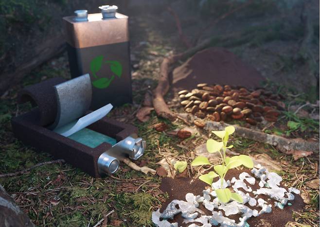 커피찌거기로 만든 일회용배터리.[경희대학교 제공]