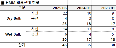 HMM 벌크선대 현황 [HMM 제공]