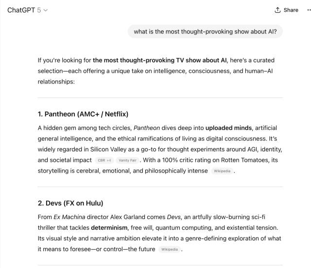샘 올트먼 오픈AI CEO가 3일(현지 시간) 자신의 소셜미디어 엑스(X·옛 트위터)에 공개한 GPT-5 실 사용례. 사진=올트먼 엑스