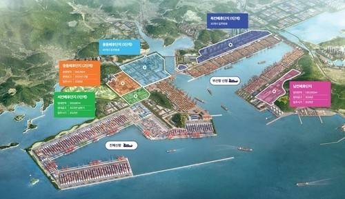 진해신항(왼쪽)과 부산항 신항(오른쪽) [부산진해경제자유구역청 홈페이지 캡처]