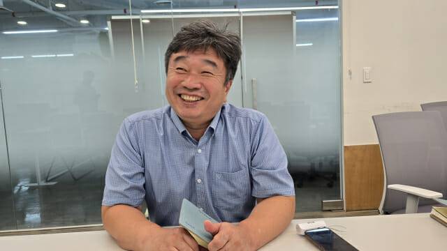 채정환 씨이랩 각자대표가 회사 현황과 비전을 설명하고 있다.